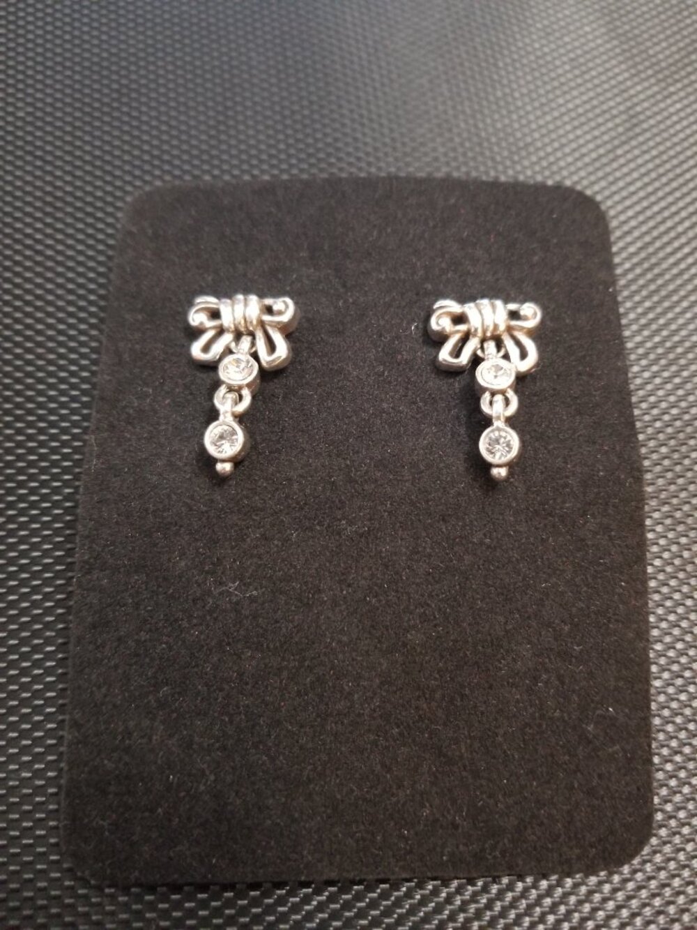 "Diamonds-and-Bows" Vintage Sterling Silver Post Earring Pair